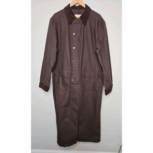 Scully Duster Ranchwear Brown Canvas Trench Coat M Corduroy Collar Chore Cowboy